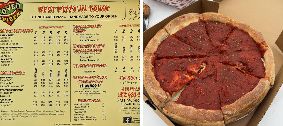 L'oven Pizza Menu
